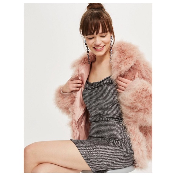 TOPSHOP COWL NECK GLITTER SLIP DRESS - Picture 2 of 6